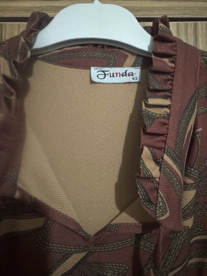 Kahverengi Bağlamalı Bohem Uzun Elbise - Görsel 4