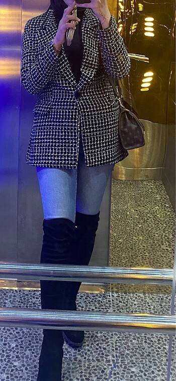 Siyah simli tüvit blazer