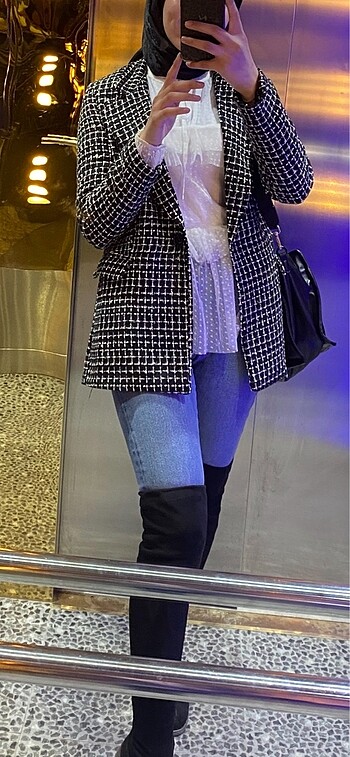 Trendyol & Milla Siyah simli tüvit blazer