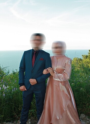 38 Beden pembe Renk Tesettür Abiye