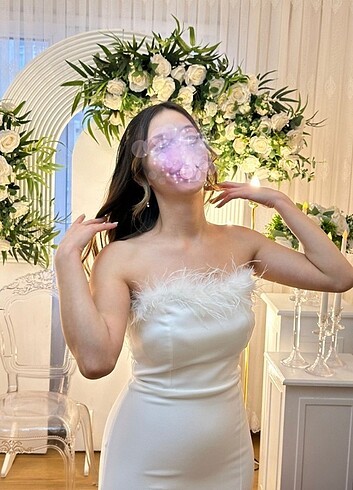 Beyaz nişan nikah elbisesi 