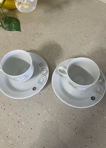 Gri Desenli Beyaz Kahve Fincanı Seti - Görsel 2