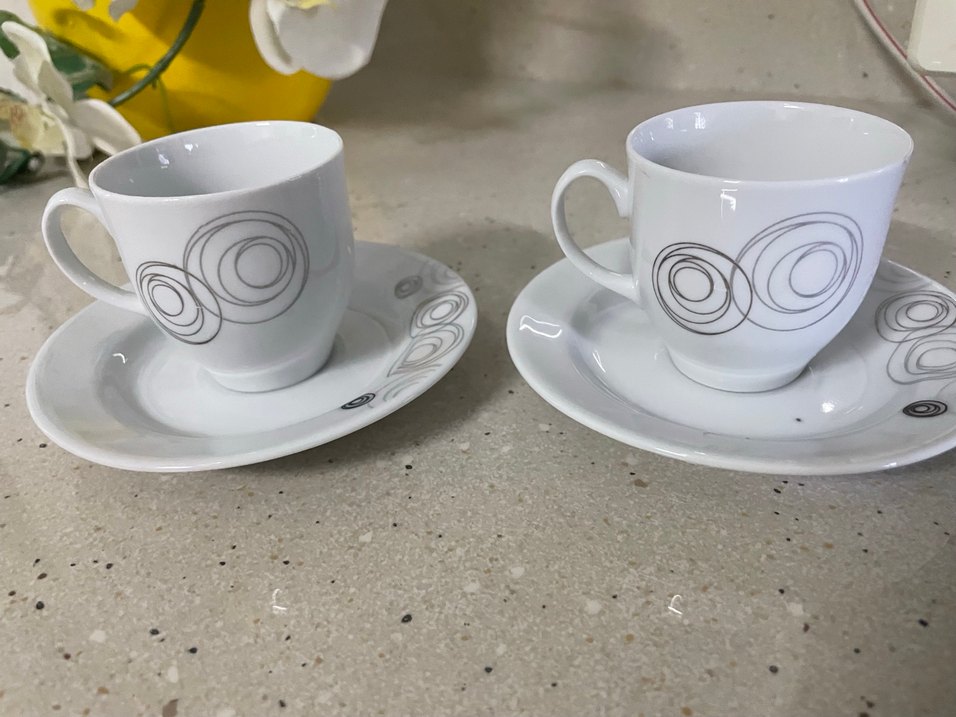 Gri Desenli Beyaz Kahve Fincanı Seti - Görsel 3