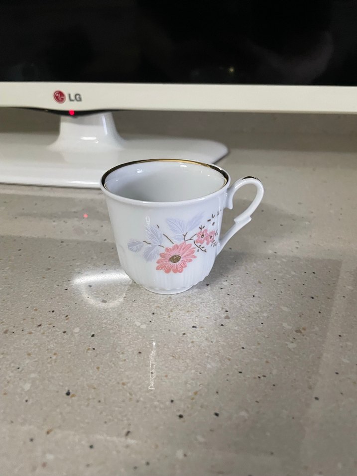 Pastel Çiçek Desenli Beyaz Porselen Fincan Takımı - Görsel 4