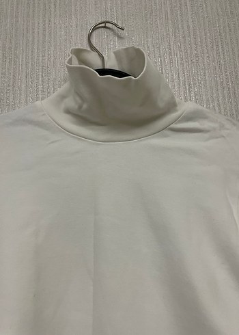 Beyaz Erkek Boğazlı Basic Sweatshirt - Görsel 2