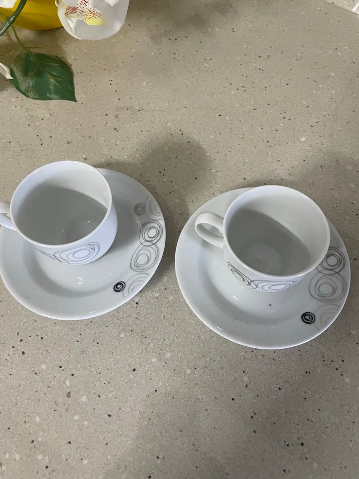 Gri Desenli Beyaz Kahve Fincanı Seti - Görsel 2