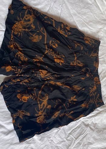 Bohem Siyah Kahverengi Piliseli Midi Şort - Görsel 2