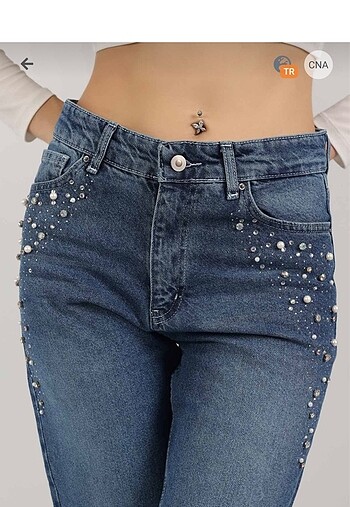 Taşlı mom jean