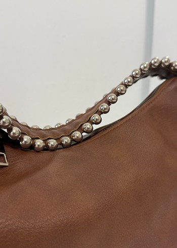 Zincir Detaylı Kahverengi Deri Kadın Çanta - Görsel 2