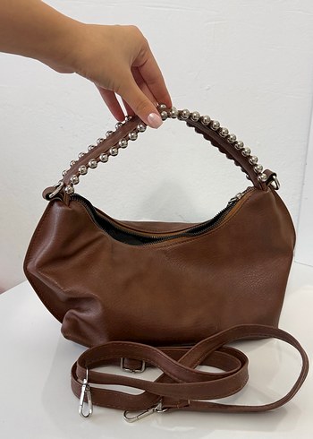 Zincir Detaylı Kahverengi Deri Kadın Çanta - Görsel 3