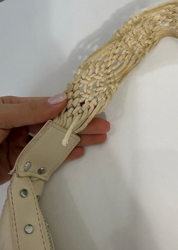 Bej Nakışlı Deri Bohem Kadın Çantası - Görsel 5