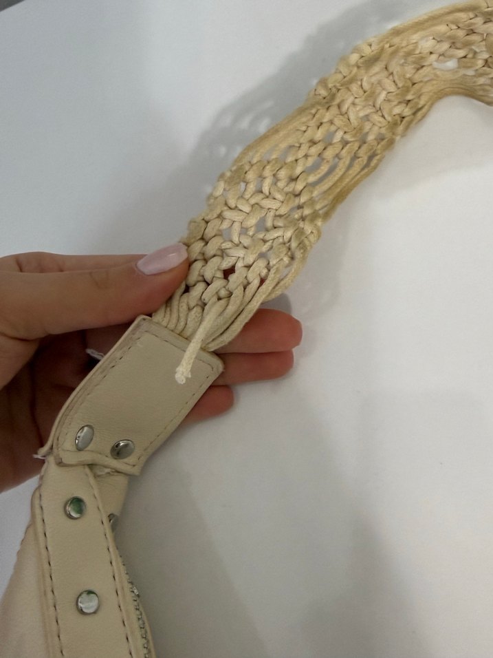 Bej Nakışlı Deri Bohem Kadın Çantası - Görsel 5