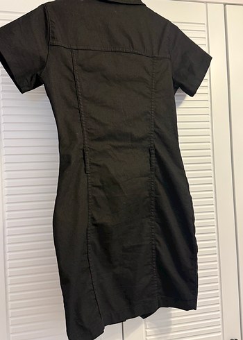 Siyah Fermuarlı Kısa Kollu Denim Tulum - Görsel 4