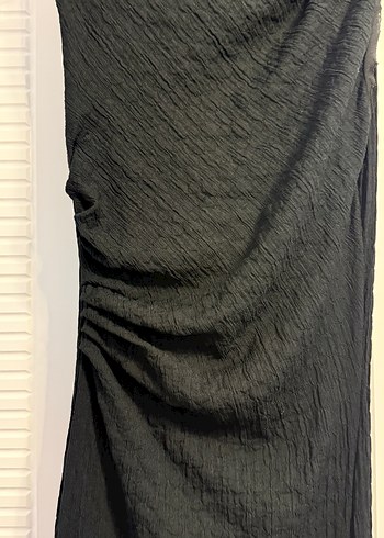 Siyah Kolsuz Uzun Keten Elbise - Görsel 3