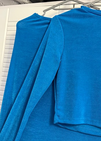 Uzun Kol Drapeli Mavi Kadın Takım - Görsel 3