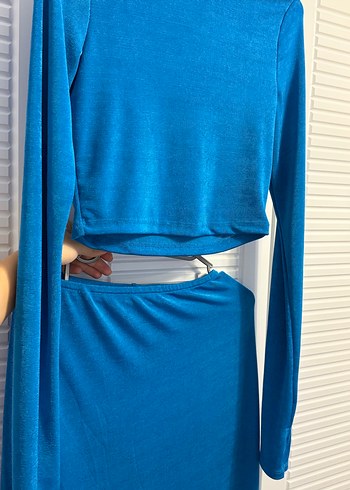 Uzun Kol Drapeli Mavi Kadın Takım - Görsel 2
