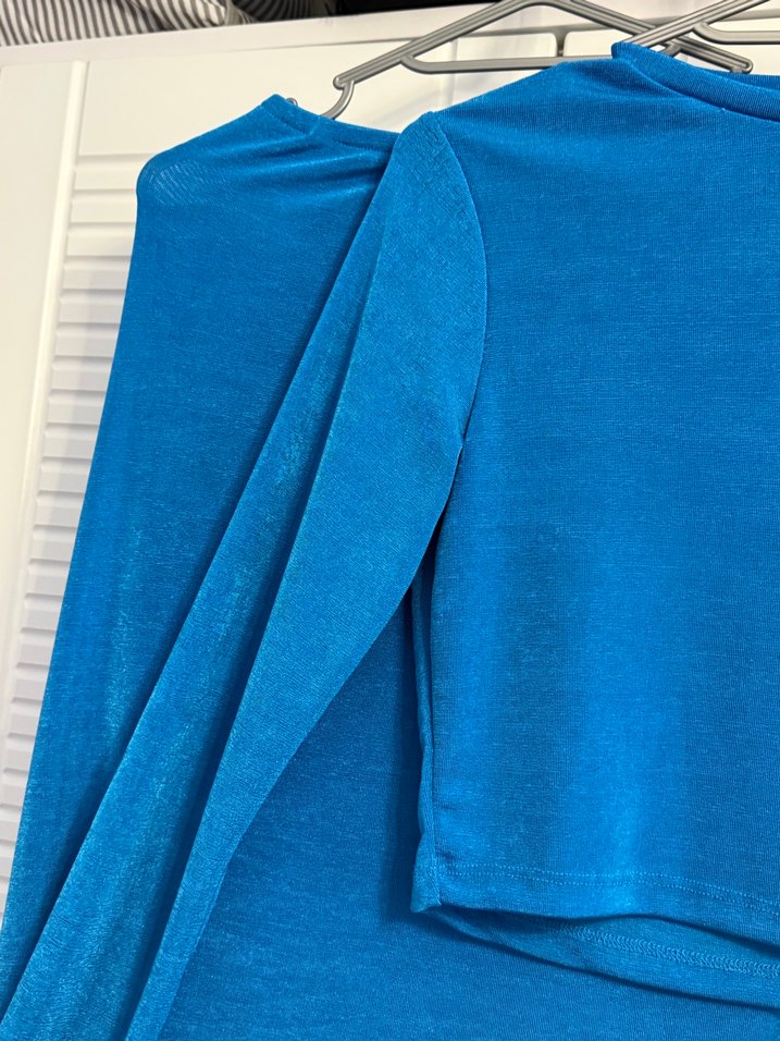 Uzun Kol Drapeli Mavi Kadın Takım - Görsel 3