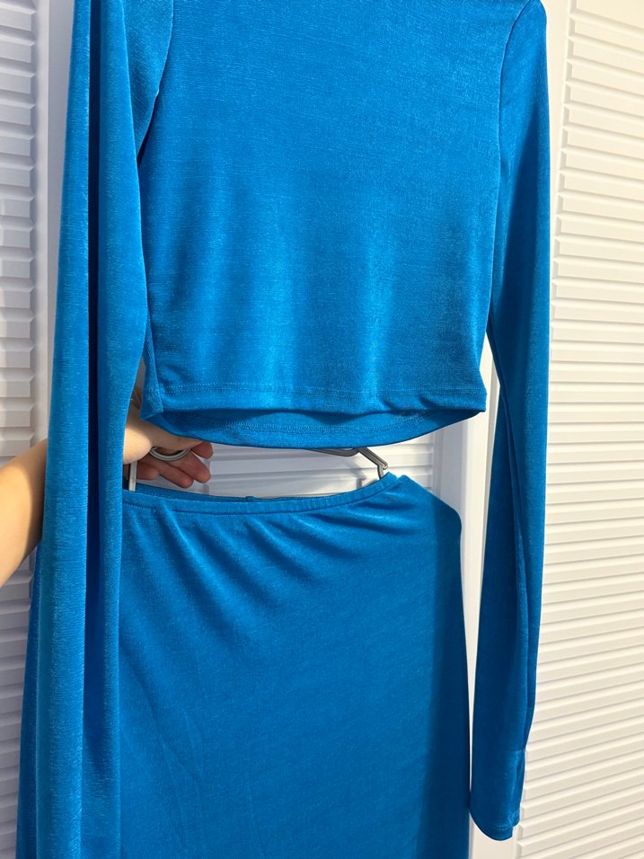 Uzun Kol Drapeli Mavi Kadın Takım - Görsel 2