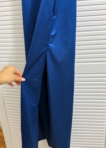 Lacivert Drapeli Uzun Abiye Elbise - Görsel 3