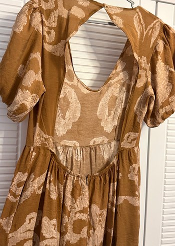 V Yaka Kahverengi Bohem Uzun Elbise - Görsel 4