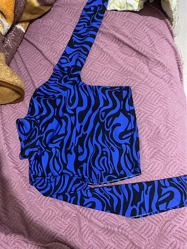 Polyester Kadın Mavi Crop Bogazlı
