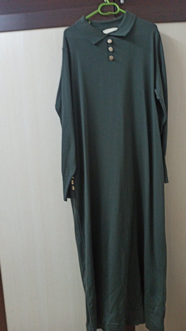 Uzun Kollu Gri Salaş Kadın Elbise - Görsel 3