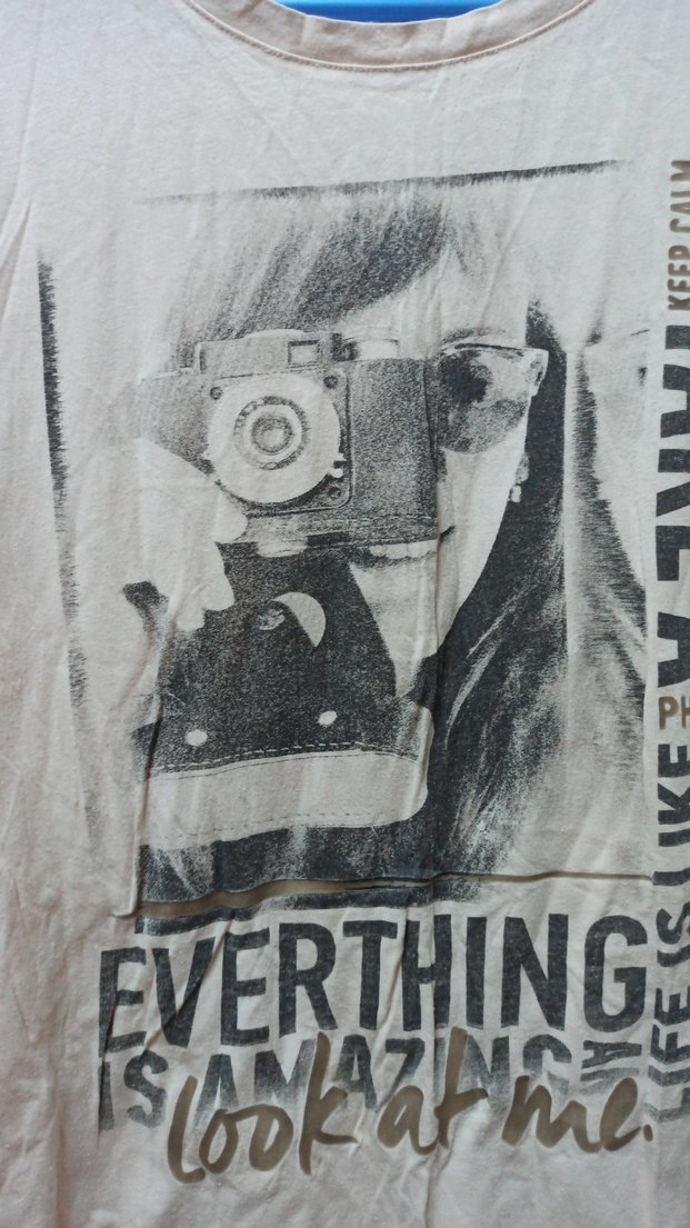 Bej Pamuklu Kız Tişörtü, Baskılı, Kısa Kollu - Görsel 2