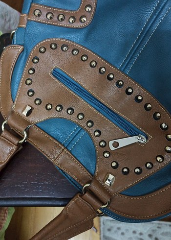 Turkuaz Renkli Tokalı Deri Kadın Çanta - Görsel 5