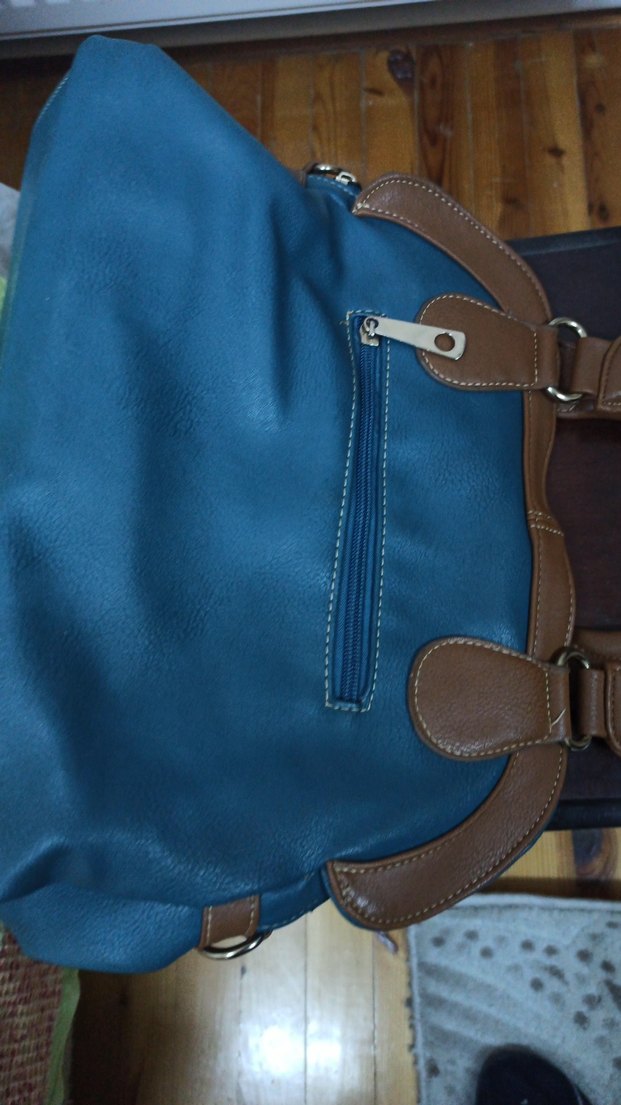 Turkuaz Renkli Tokalı Deri Kadın Çanta - Görsel 4