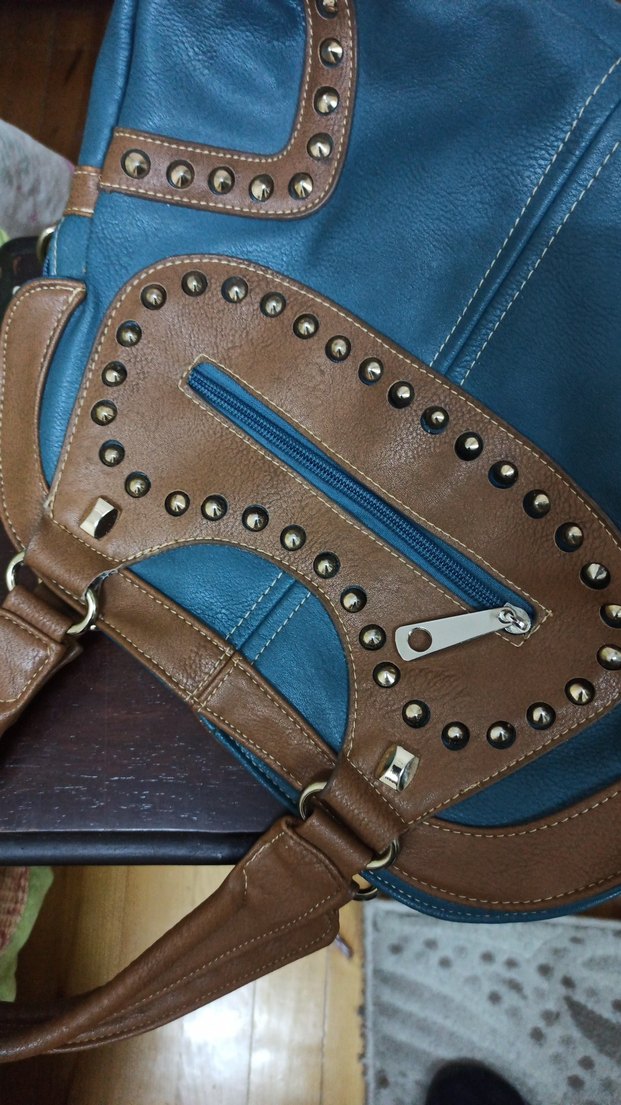 Turkuaz Renkli Tokalı Deri Kadın Çanta - Görsel 5