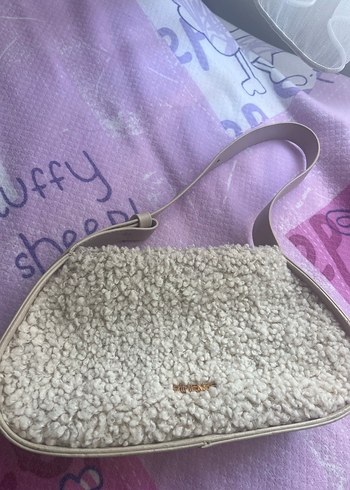 Kadın Pastel Beyaz Peluş Omuz Çantası