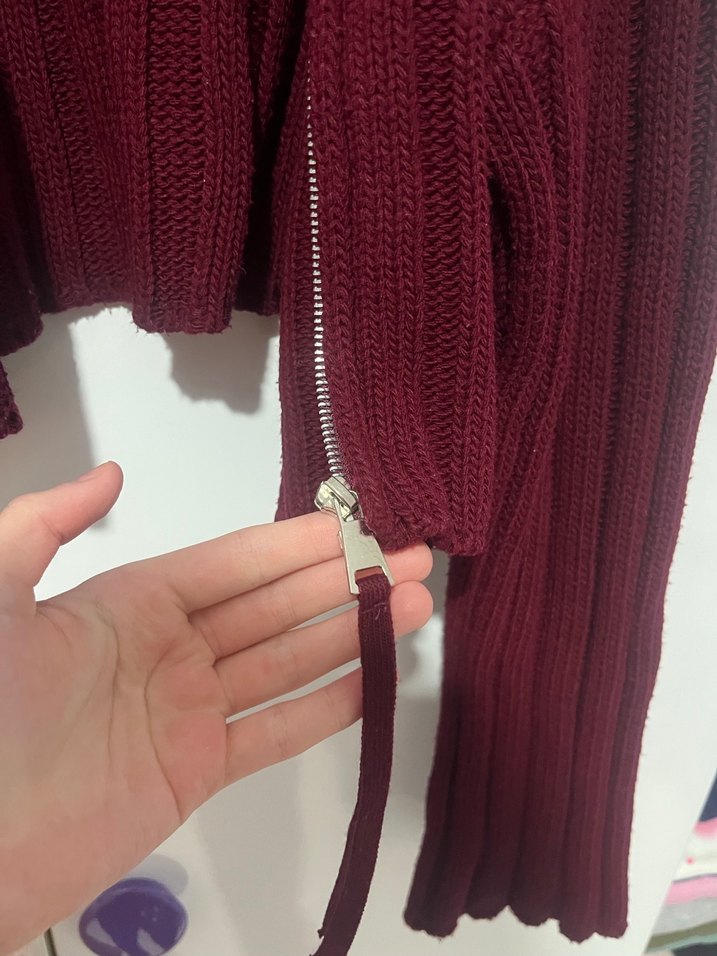 Bordo Boğazlı Hırka - Görsel 2