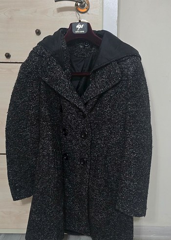 Düğmeli Gri Yün Midi Kaban