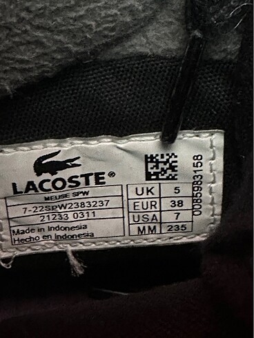 38 Beden siyah Renk Lacoste bot