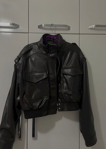 Zara Kadın Siyah Deri Ceket - Görsel 2