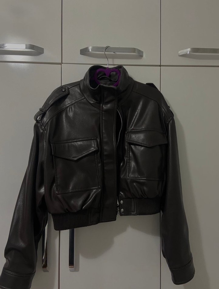 Zara Kadın Siyah Deri Ceket - Görsel 2