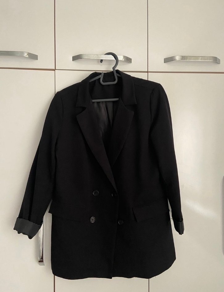 Siyah Kadın Midi Blazer Ceket - Görsel 2