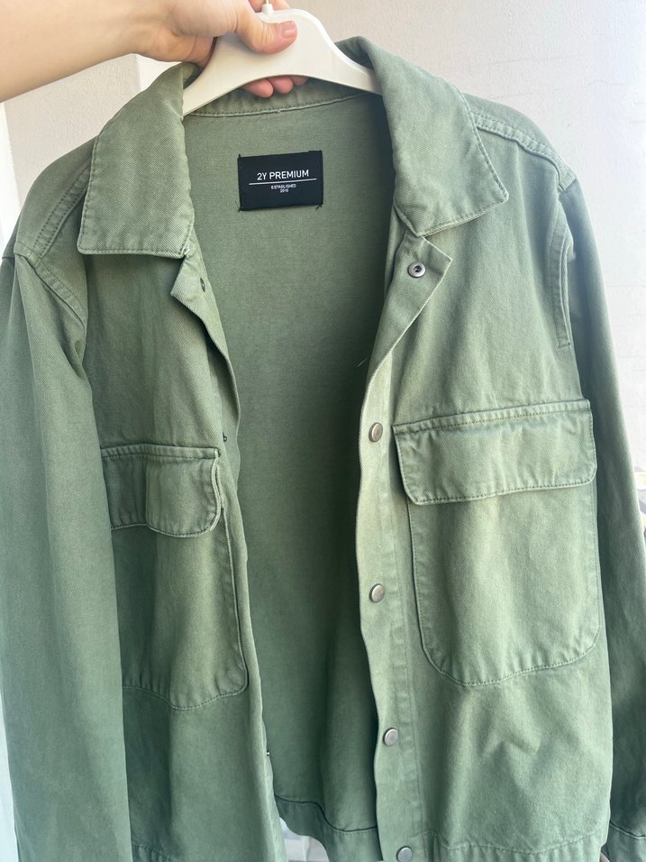 Düğmeli Yeşil Keten Kadın Ceket - Görsel 2