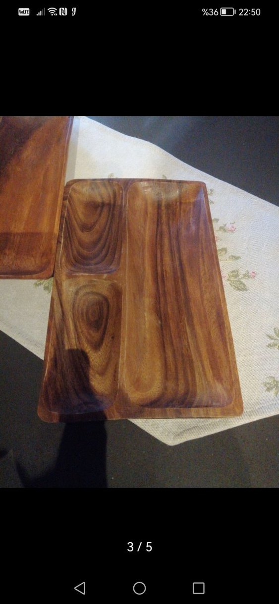 Bohem Tarzı Ahşap Bölmeli Tabak Seti - Görsel 3