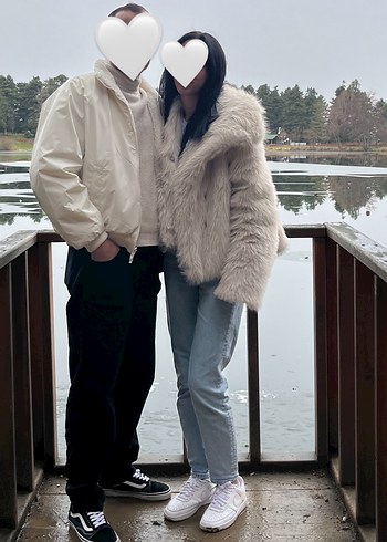 Beyaz Kürklü Kadın Midi Boy Ceket - Görsel 4