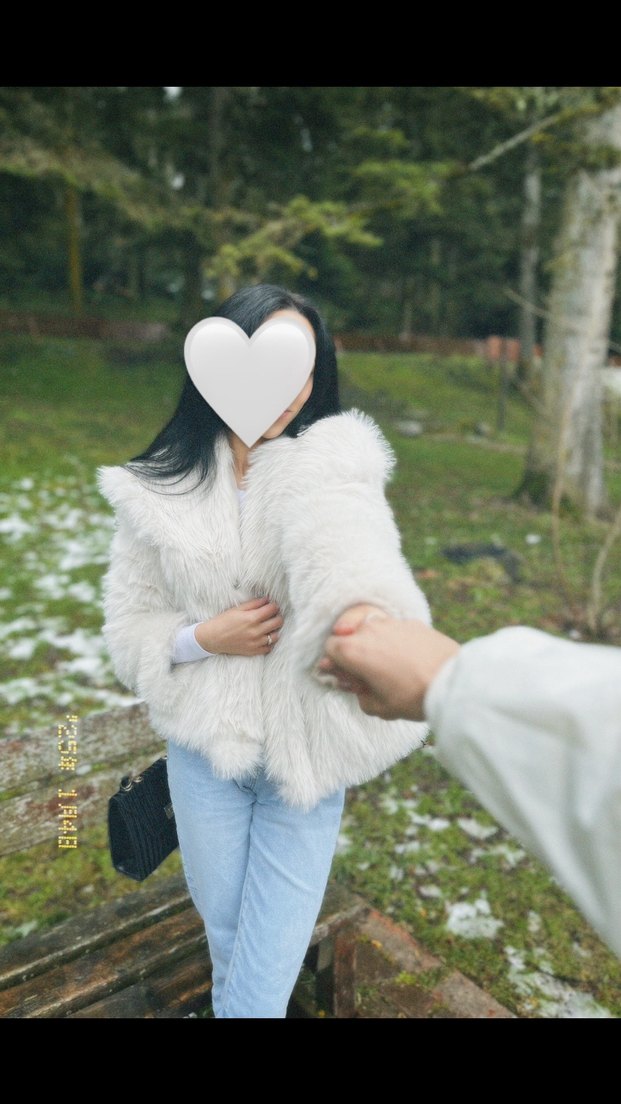 Beyaz Kürklü Kadın Midi Boy Ceket - Görsel 2