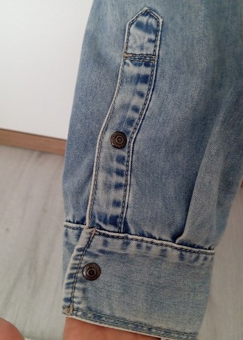 m Beden Mavi Denim Erkek Gömlek