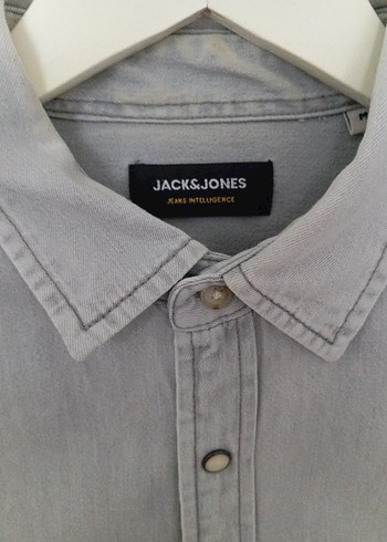 m Beden Jack jones Gri Denim Düğmeli Erkek Gömlek
