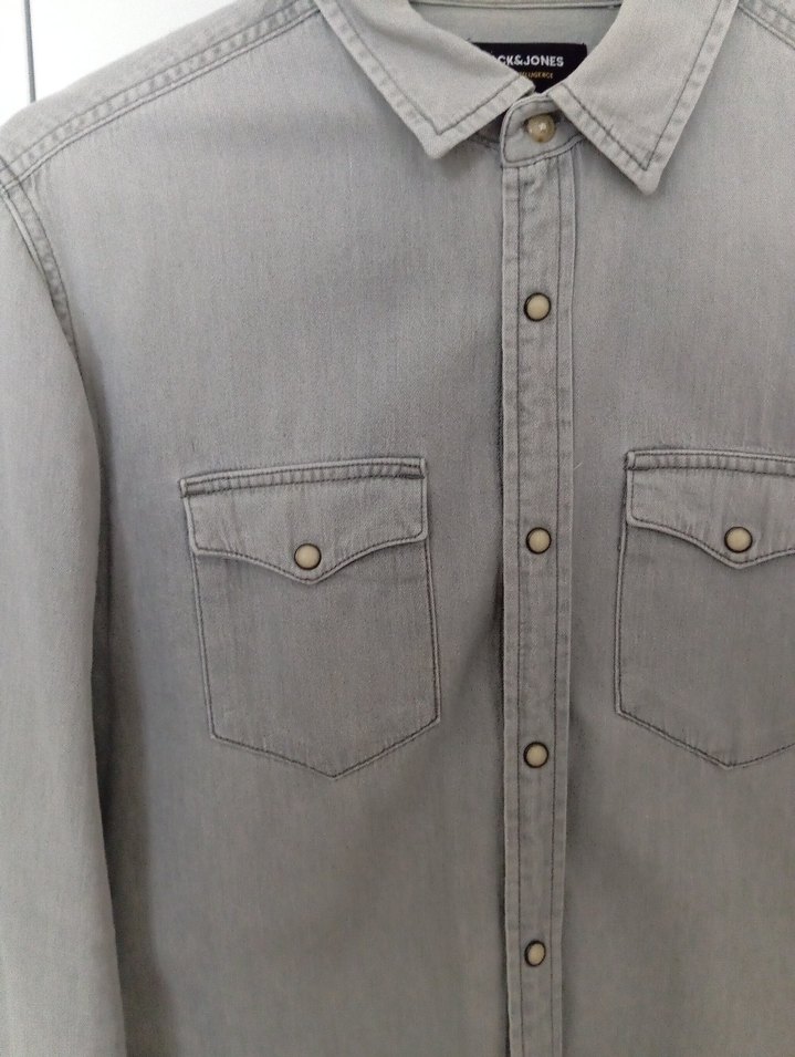 Jack jones 
Gri Denim Düğmeli Erkek Gömlek - Görsel 2