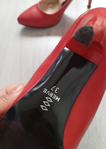 Kırmızı Stiletto Topuklu Kadın Ayakkabı - Görsel 4