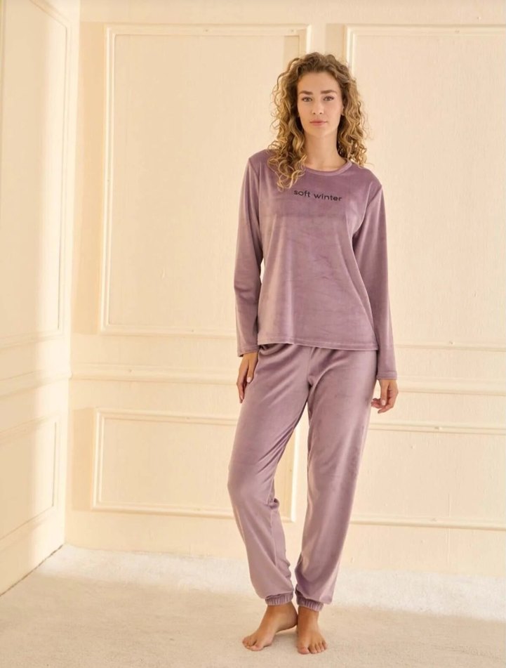 Mor Kadife Kadın Pijama Takımı Dreamy Mood - Görsel 2