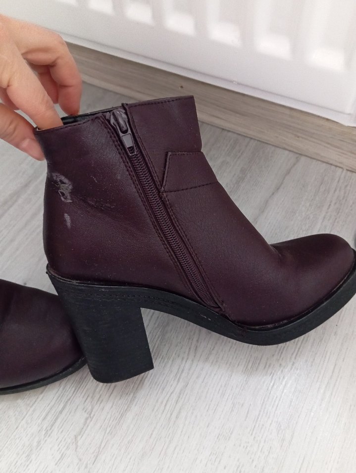 Bordo Deri Kadın Topuklu Bot - Görsel 5