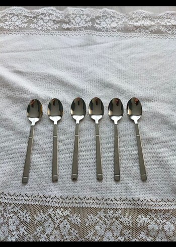 6 Parça Gri Saplı Çay Kaşığı Seti