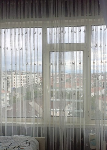 Taç Beyaz Modern Düz Tül Perde en 255 santim boy 252 santim