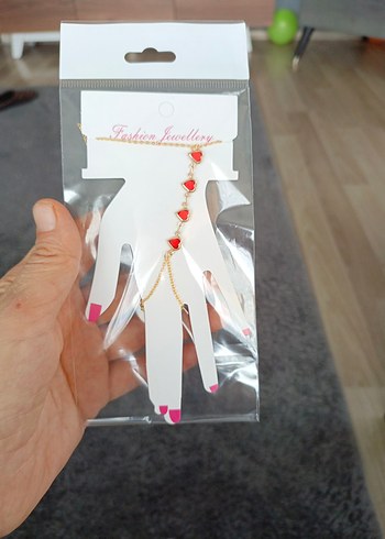 Renkli Boncuklu Altın Renkli Kadın El Zinciri - Görsel 4